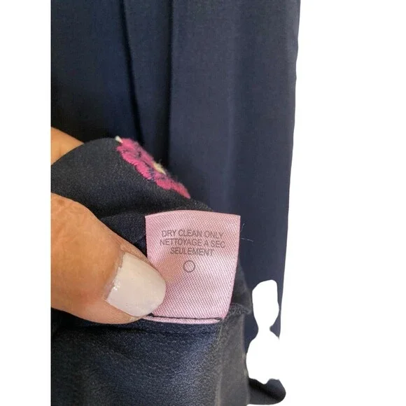 Calypso St. Barth Rodru Floral Embroidered Maxi Silk Dress Handkerchief Hem XL - Picture 11 of 15